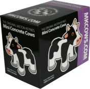 Packaging for the size 2 Mini Concrete Cow